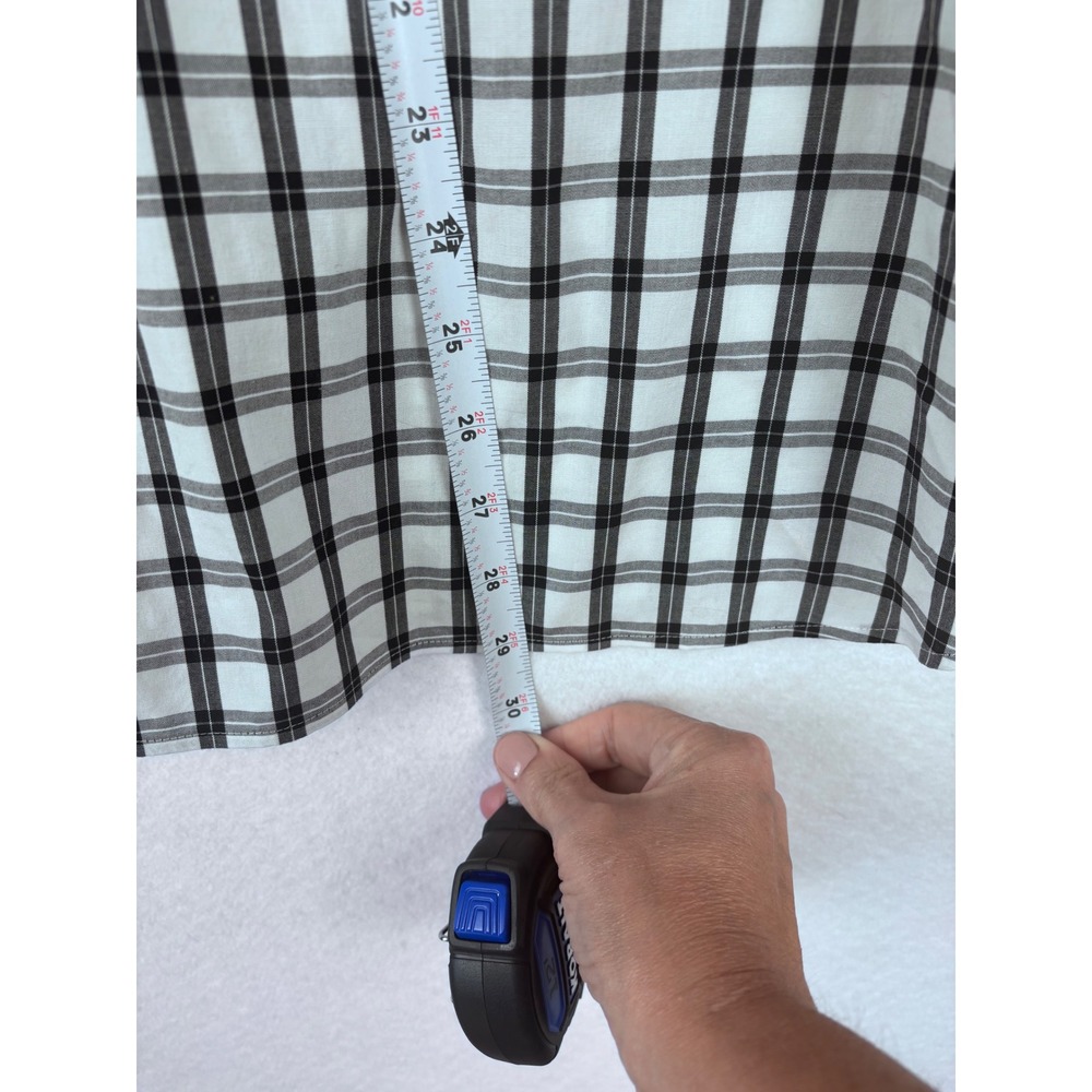 Talbots Woman Petites Non-Iron Plaid Popover Tunic 20WP Black White Casual - Picture 4 of 8